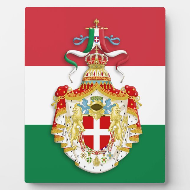 Plaque Photo Drapeau italien avec insigne du Royaume d'Italie (Devant)