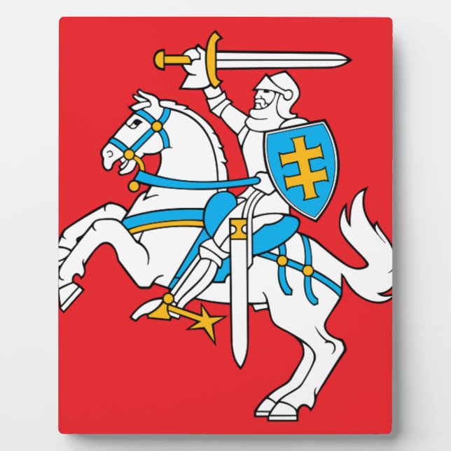 Plaque Photo Drapeau Lietuvos Valstybes Veliava, Vytis, Lituani (Devant)