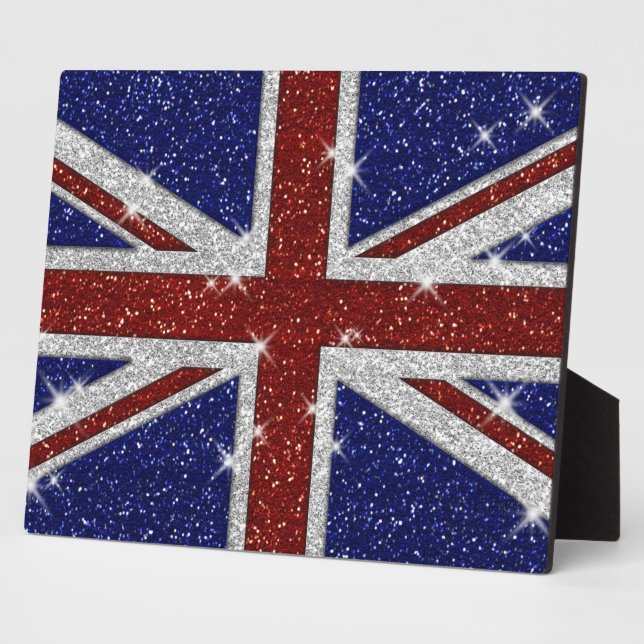 Plaque Photo Drapeau Union Jack brillant parties scintillant (Côté)