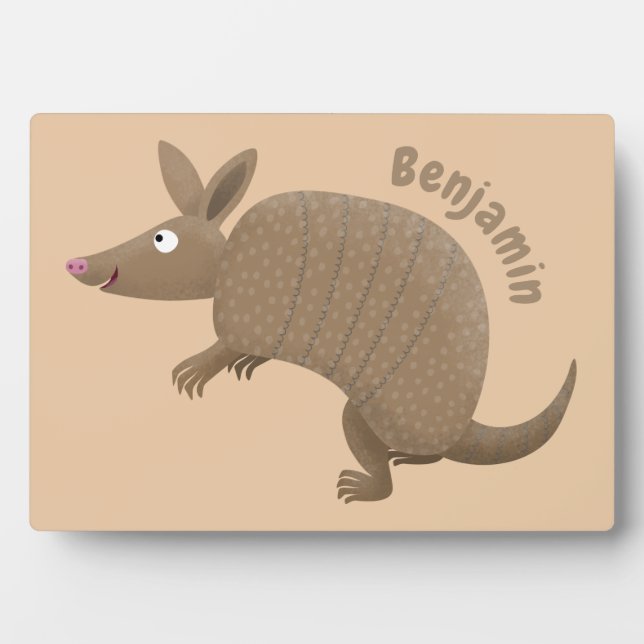 Plaque Photo Drôle armadillo joyeux dessin animé (Devant)