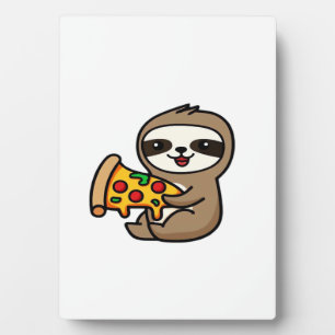 Plaque Photo Drôle de paresseux chibi kawaii avec pizza � Dessi