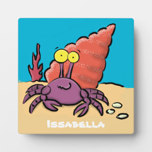 Plaque Photo Drôle mignon caricature pourpre crabe ermite