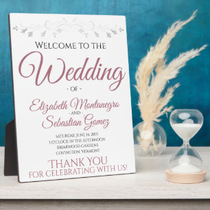 Plaque Photo Dusty Rose sur White Elegant Wedding Affiche de bi