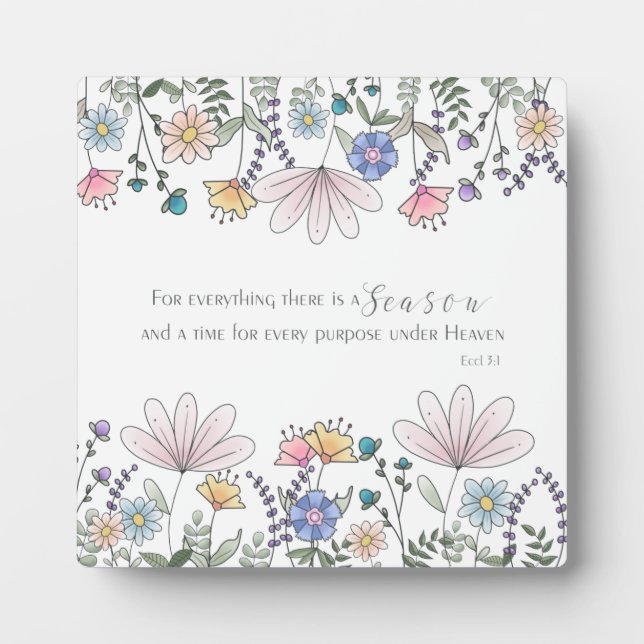 Plaque Photo Eccl 3:1 Pour tout il y a une saison (Devant)