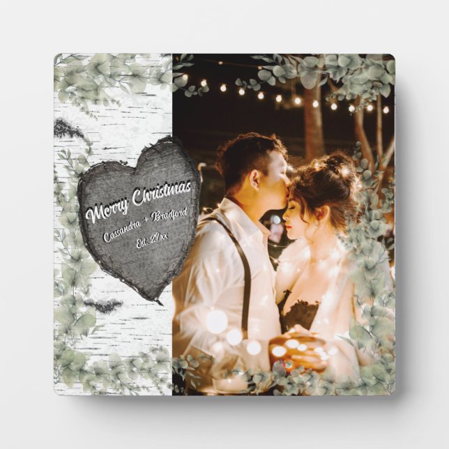 Plaque Photo Écorce rustique Bois Coeur Eucalyptus Verdure (Devant)