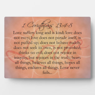 Plaque Photo Écriture Bible Love Script sur Orange Vintage