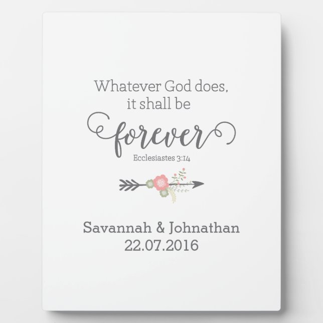 Plaque Photo Écriture rustique Christian Art Mariage Cadeau (Devant)