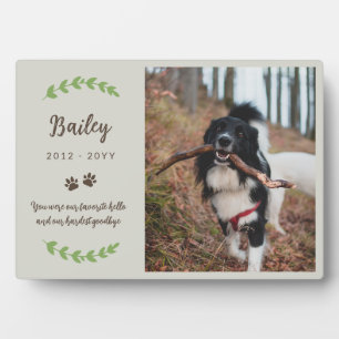 Plaque Photo Eggshell Brown Paws & Greenery Photo Pet Memorial