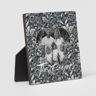 Plaque Photo Elégant bleu poussiéreux argent blanc gris gris fl