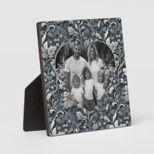 Plaque Photo Elégant bleu poussiéreux argent blanc gris gris fl