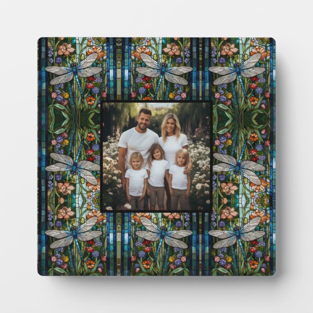 Plaque Photo Elégant boho Dragonfly floral tache photo (Devant)