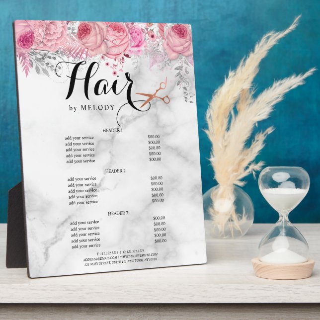 Plaque Photo Elégant ciseaux d'or rose cervices coiffeur (Côté)