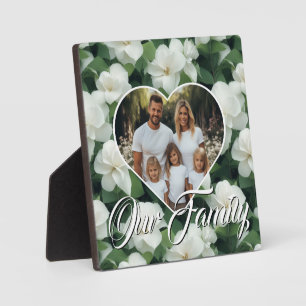 Plaque Photo Élégant classique vert botanique blanc floral