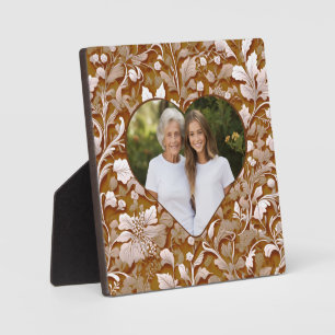 Plaque Photo Elégant coeur de photo floral blanc brun victorien