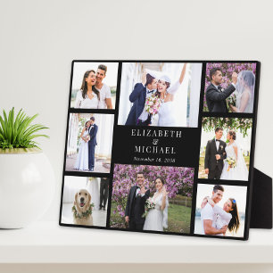Plaque Photo Élégant Collage Photo Mariage noir
