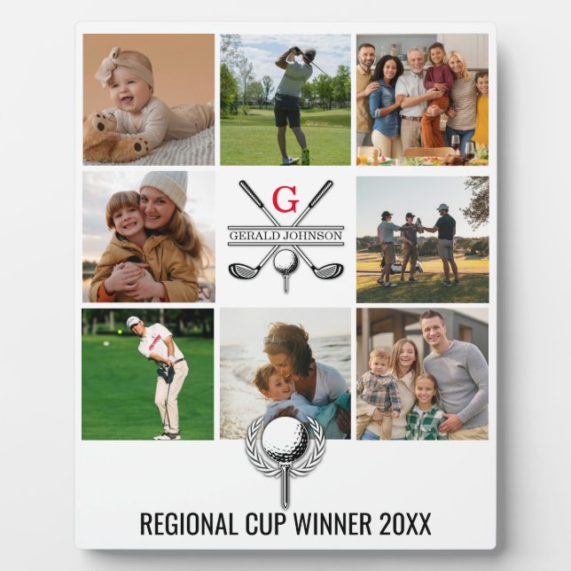 Plaque Photo Elégant Golf Monogramme Conception de collage (Devant)