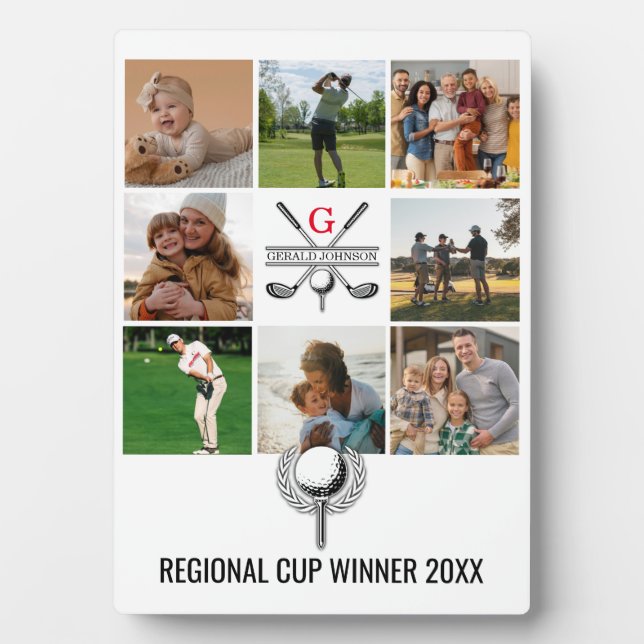 Plaque Photo Elégant Golf Monogramme Conception de collage (Devant)