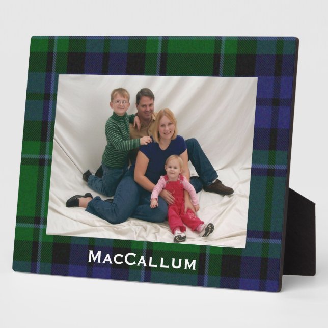 Plaque Photo Élégant Lit Bleu & Vert MacCallum Tartan Plaid (Côté)