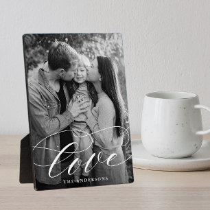 Plaque Photo Elegant Love White Script Photo