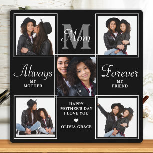 Plaque Photo Élégant MOM 5 Photo Collage Monogramme Unique Mama