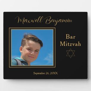 Plaque Photo Elégant noir personnalisé Bar Mitzvah Photo