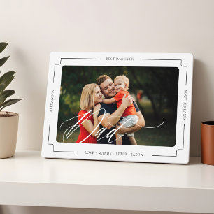 Plaque Photo Élégant Script Meilleur Papa Jamais Custom Photo K