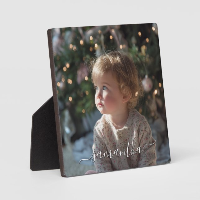 Plaque Photo Elegant Script Signature Name Photo (Recto)