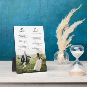 Plaque Photo Élégant ses et ses Mariages Vows Minimal Photo