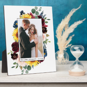 Plaque Photo Elégante aquarelle Mixte Florale Photo Mariage