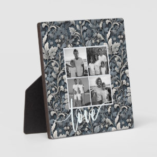 Plaque Photo Elégante couleur bleu argenté blanc gris floral ph