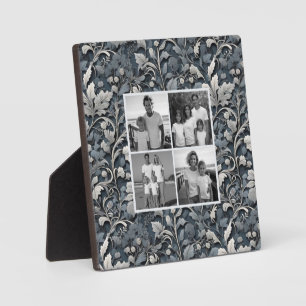 Plaque Photo Elégante couleur bleu argenté blanc gris floral ph