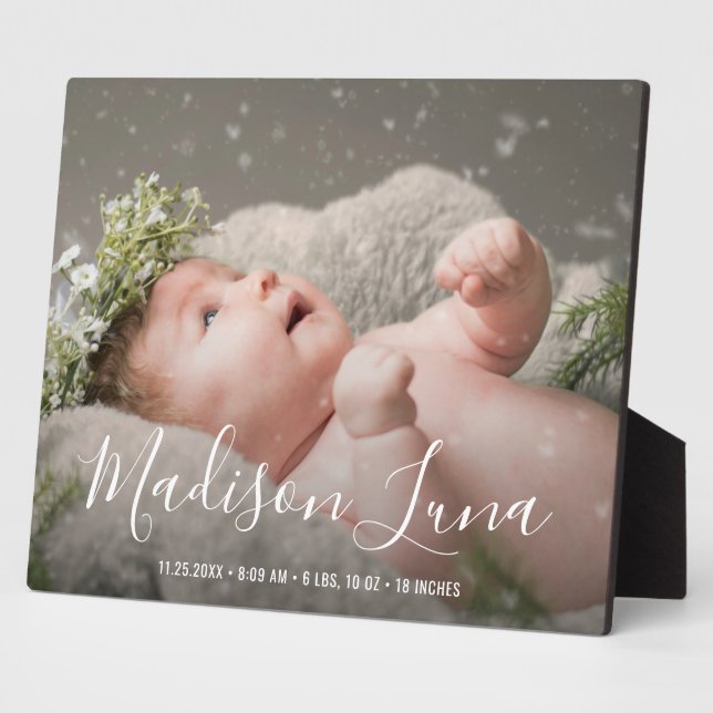 Plaque Photo Élégante nouvelle-née fille Naissance Nourriture N (Côté)
