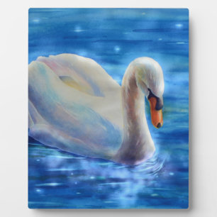 Plaque Photo Elégante peinture d'aquarelle de cygne blanc