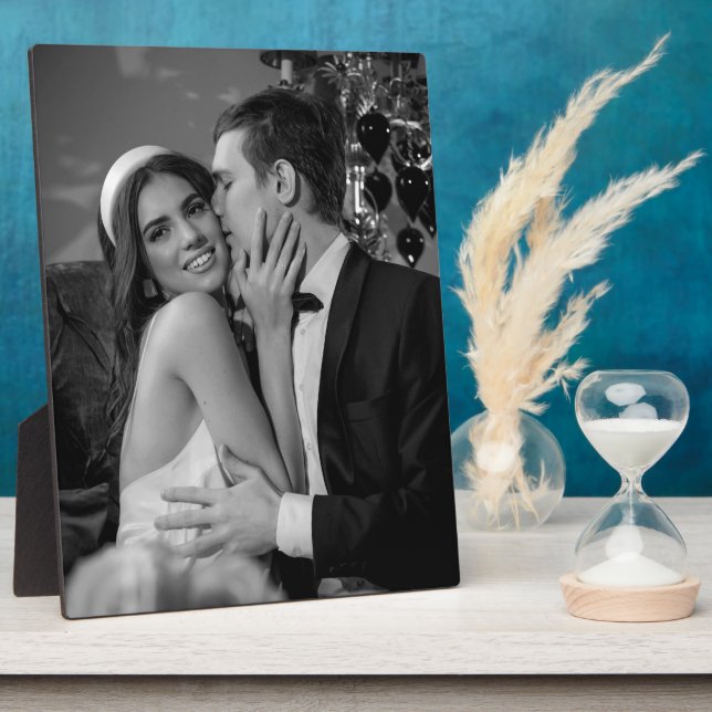 Plaque Photo Elégante photo de Mariage noir et blanc (Côté)
