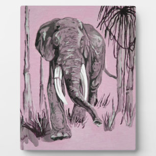 Plaque Photo Eléphant Se Promenant Dans La Savane Boisée En Ros