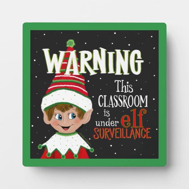 Plaque Photo Elf de surveillance en classe mignonne (Devant)