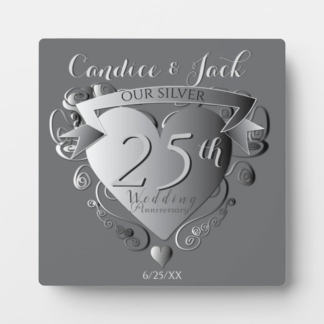 Plaque Photo Emblème du Mariage de couleur argent personnalisé (Devant)