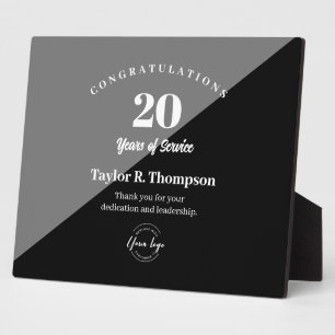 Plaque Photo Employé 20 ans de service Logo personnalisé