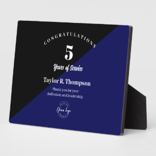 Plaque Photo Employé 5 ans de service Logo personnalisé bleu