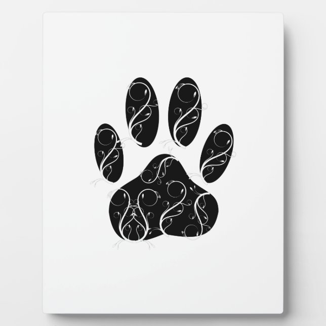 Plaque Photo Empreinte de patte Chien Noir Avec Flouris Blanc (Devant)