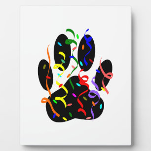 Plaque Photo Empreinte de patte De Chien Avec Confetti Et Strea