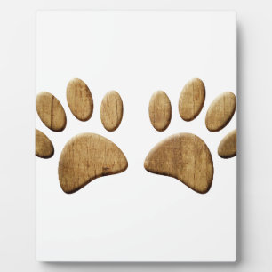 Plaque Photo Empreinte de patte de chien de bois