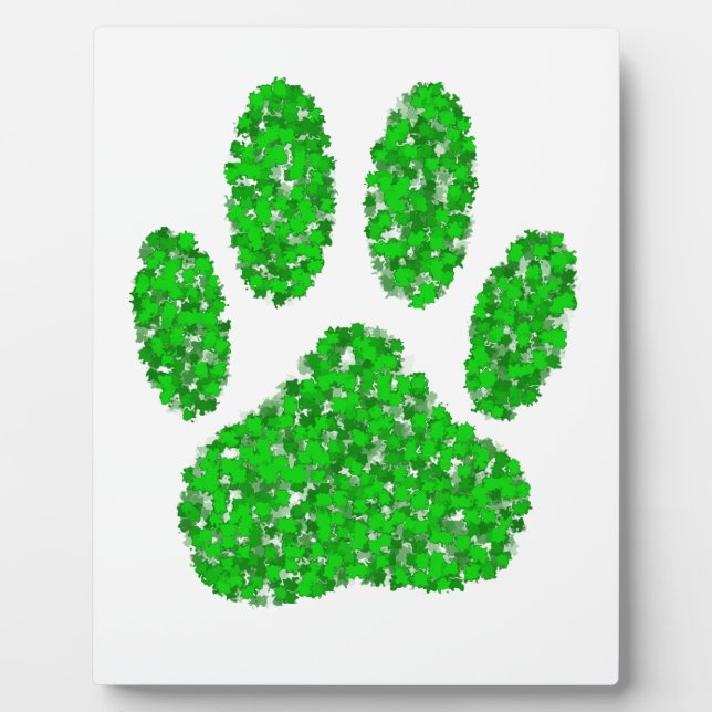 Plaque Photo Empreinte de patte de chien de feuillage vert (Devant)