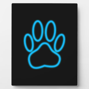 Plaque Photo Empreinte de patte de chien de Néon Bleu