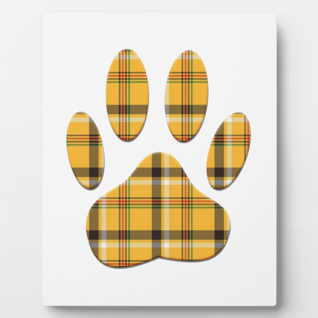 Plaque Photo Empreinte de patte de chien Tartan (Devant)