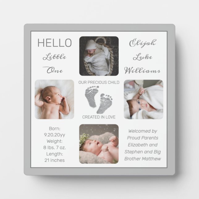 Plaque Photo Empreintes photos multiples Gris de naissance (Devant)