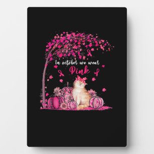 Plaque Photo En Oct Nous Portons Citrouille Rose Chat Cancer du