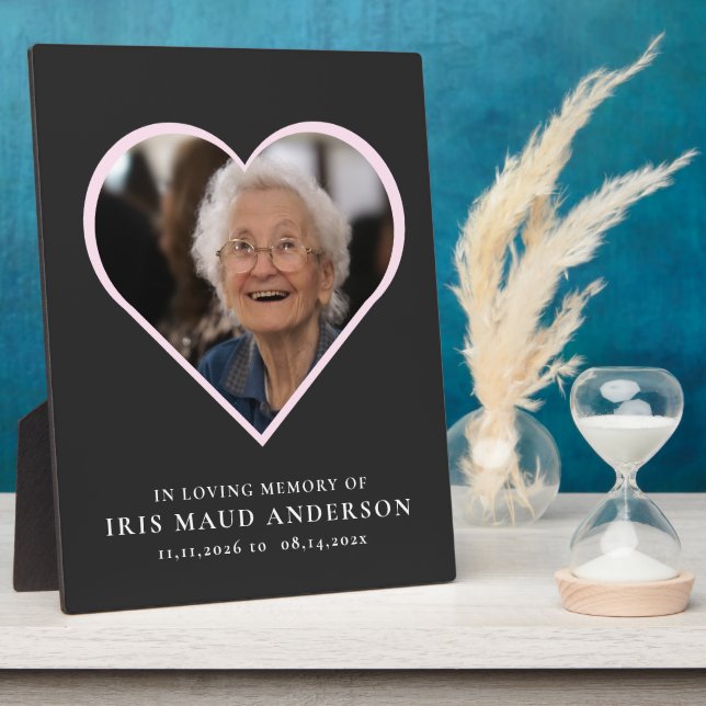 Plaque Photo en souvenir affectueux  cœur moderne photo mignonn (Côté)