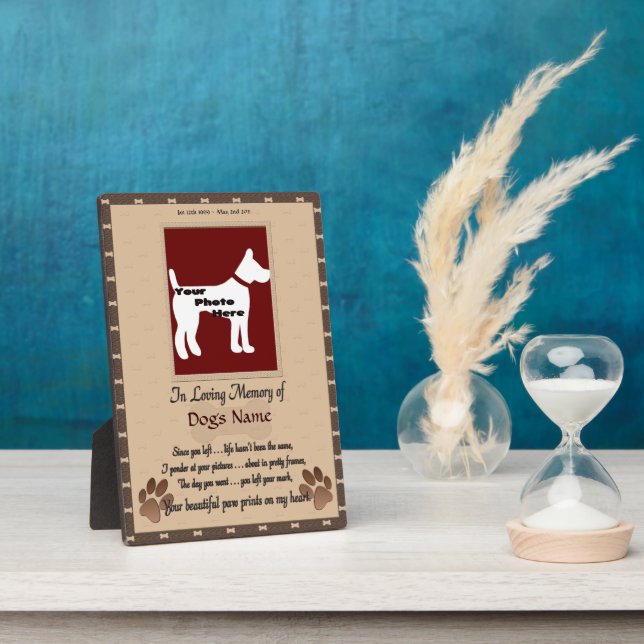 Plaque Photo En souvenir affectueux de votre chien (marron et b (Côté)