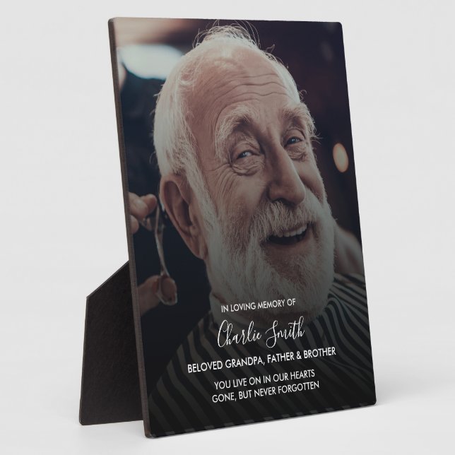 Plaque Photo En Souvenir : Photo et message sur présentoir à ch (Côté)